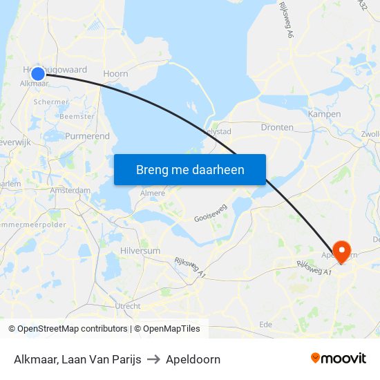 Alkmaar, Laan Van Parijs to Apeldoorn map