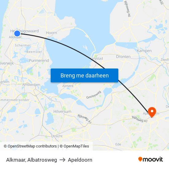 Alkmaar, Albatrosweg to Apeldoorn map