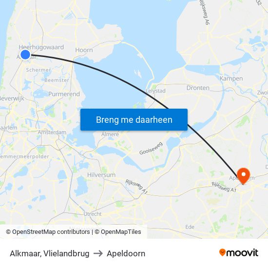 Alkmaar, Vlielandbrug to Apeldoorn map