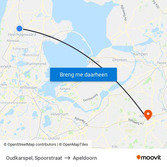 Oudkarspel, Spoorstraat to Apeldoorn map