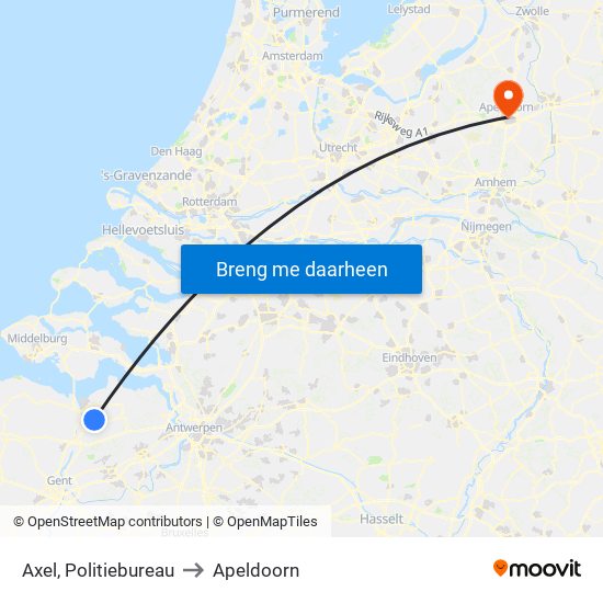Axel, Politiebureau to Apeldoorn map