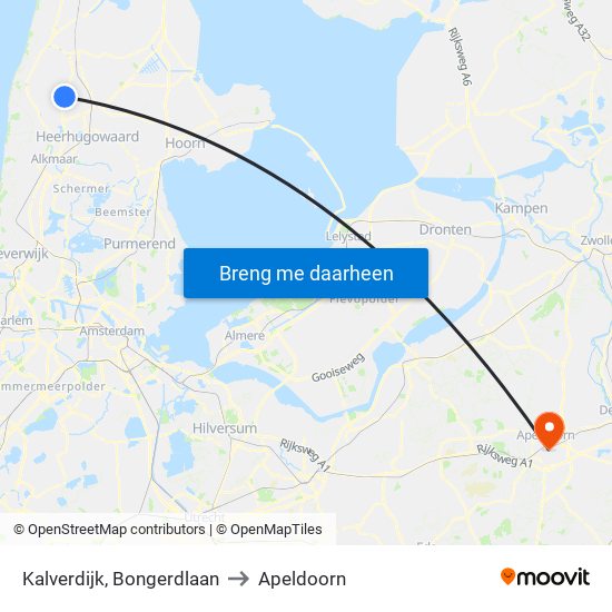 Kalverdijk, Bongerdlaan to Apeldoorn map