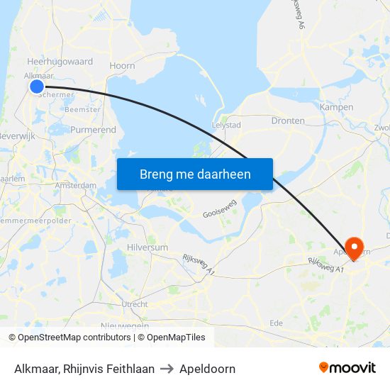 Alkmaar, Rhijnvis Feithlaan to Apeldoorn map