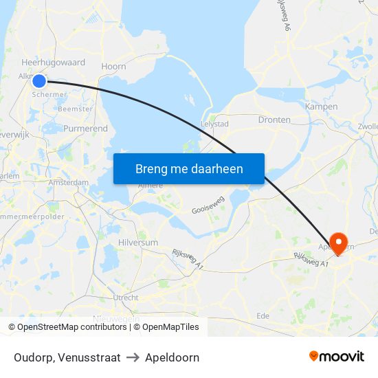 Oudorp, Venusstraat to Apeldoorn map