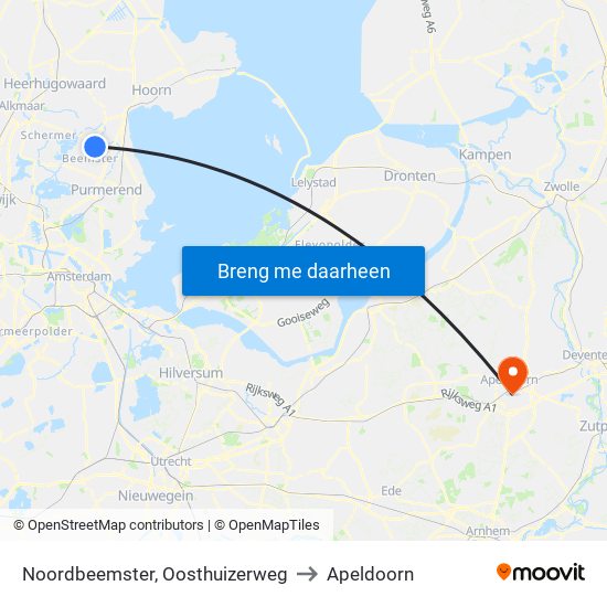 Noordbeemster, Oosthuizerweg to Apeldoorn map