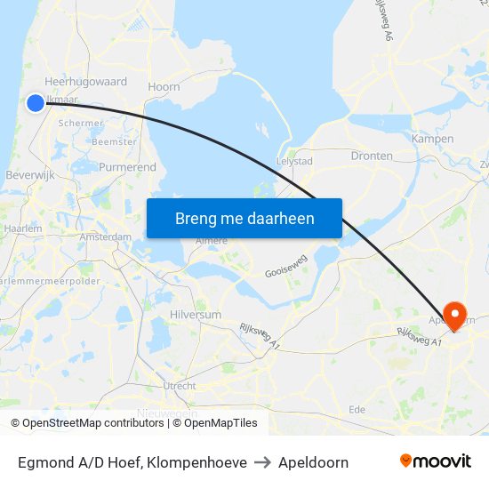 Egmond A/D Hoef, Klompenhoeve to Apeldoorn map