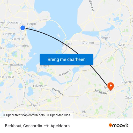 Berkhout, Concordia to Apeldoorn map