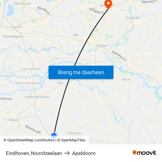 Eindhoven, Noordzeelaan to Apeldoorn map