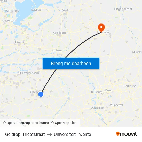 Geldrop, Tricotstraat to Universiteit Twente map