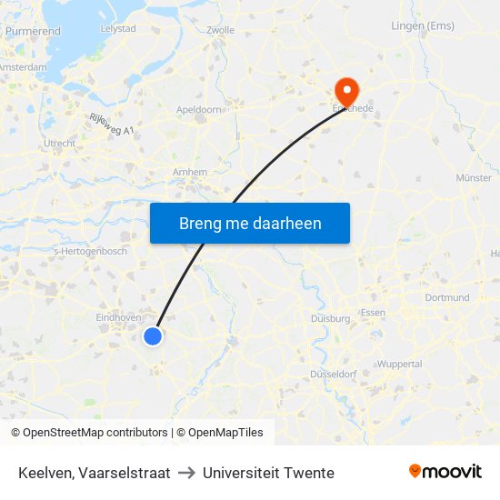 Keelven, Vaarselstraat to Universiteit Twente map