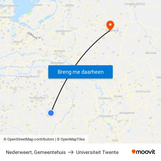Nederweert, Gemeentehuis to Universiteit Twente map