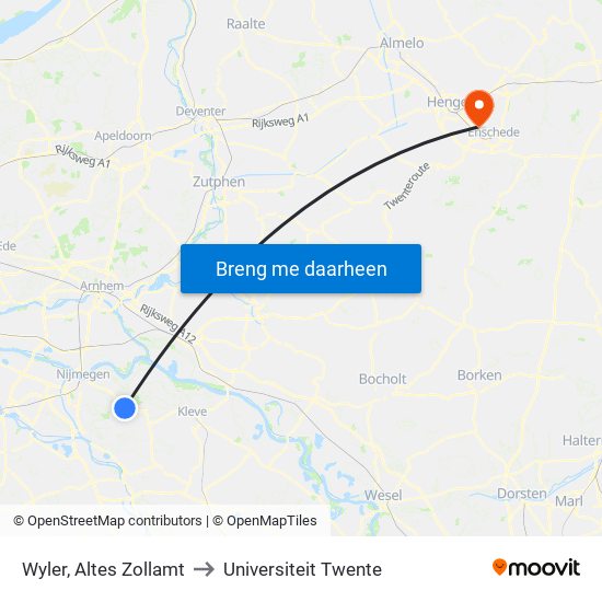 Wyler, Altes Zollamt to Universiteit Twente map