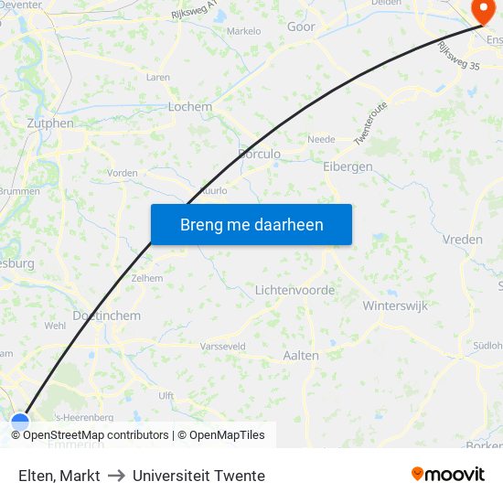 Elten, Markt to Universiteit Twente map