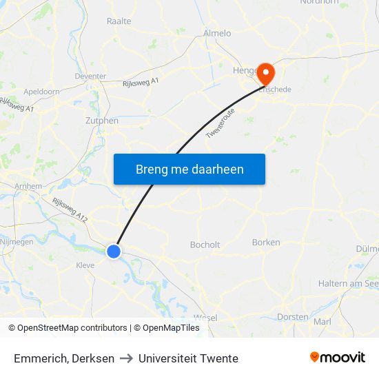 Emmerich, Derksen to Universiteit Twente map