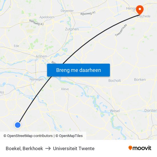 Boekel, Berkhoek to Universiteit Twente map