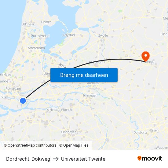 Dordrecht, Dokweg to Universiteit Twente map