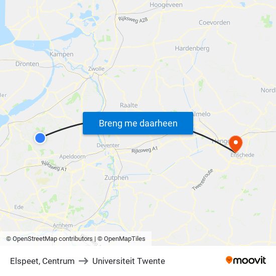 Elspeet, Centrum to Universiteit Twente map