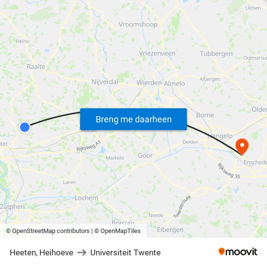 Heeten, Heihoeve to Universiteit Twente map