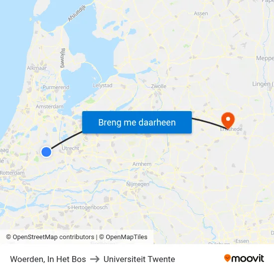 Woerden, In Het Bos to Universiteit Twente map