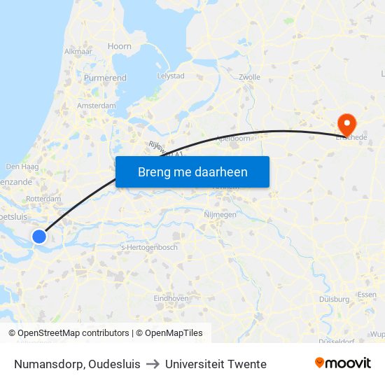 Numansdorp, Oudesluis to Universiteit Twente map
