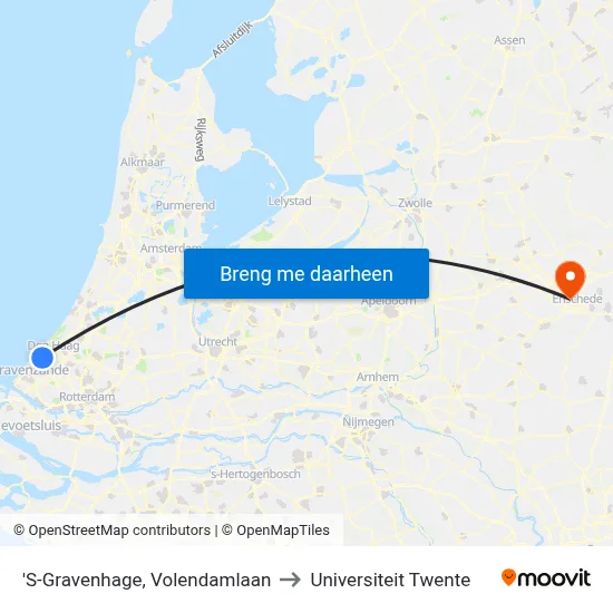 'S-Gravenhage, Volendamlaan to Universiteit Twente map