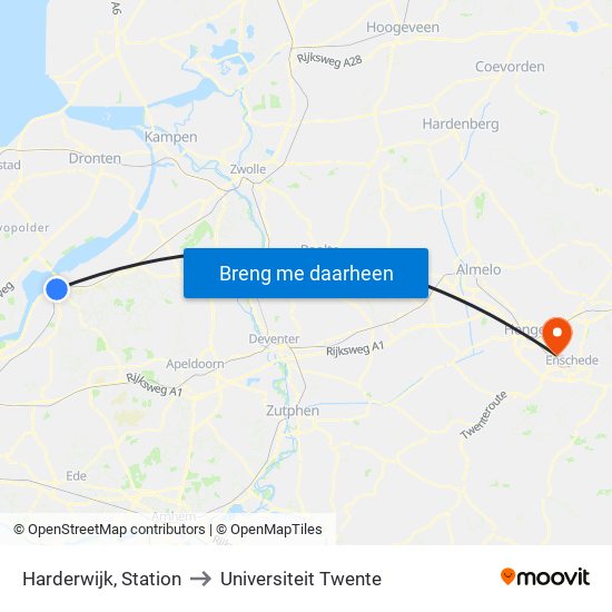 Harderwijk, Station to Universiteit Twente map