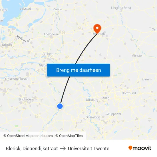 Blerick, Diependijkstraat to Universiteit Twente map