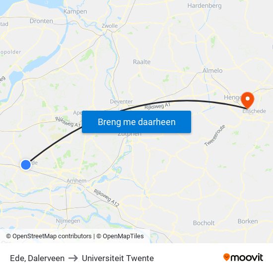Ede, Dalerveen to Universiteit Twente map