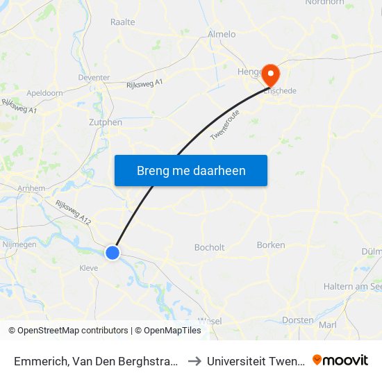 Emmerich, Van Den Berghstraße to Universiteit Twente map