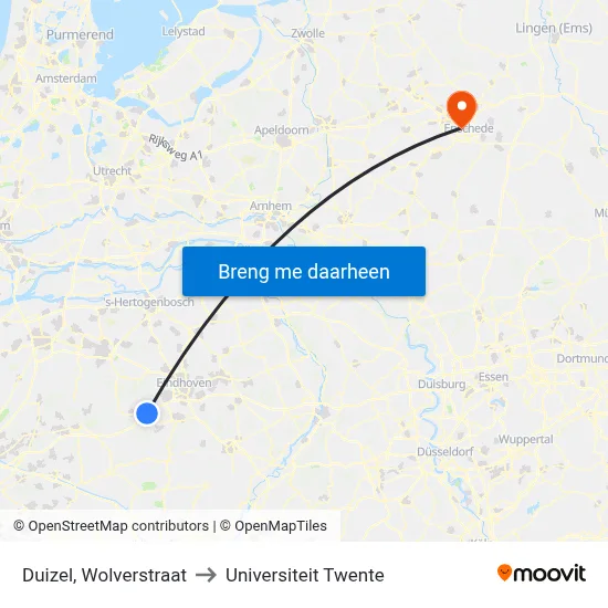 Duizel, Wolverstraat to Universiteit Twente map