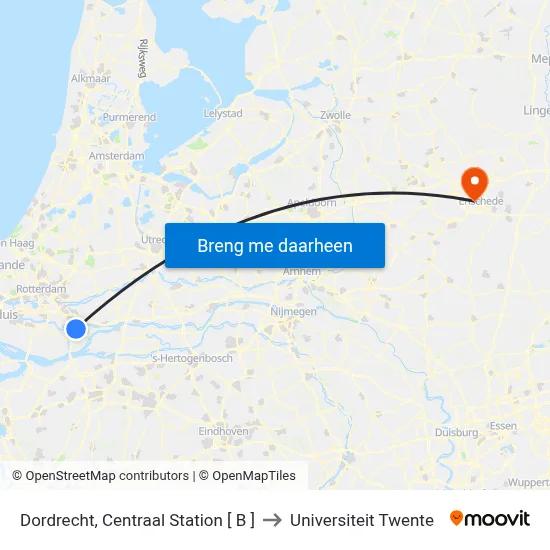 Dordrecht, Centraal Station [ B ] to Universiteit Twente map