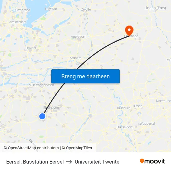 Eersel, Busstation Eersel to Universiteit Twente map