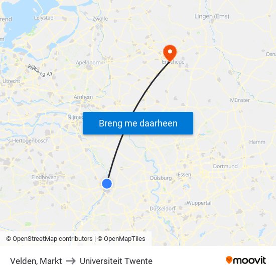 Velden, Markt to Universiteit Twente map