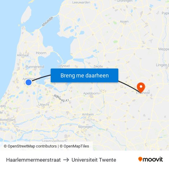 Haarlemmermeerstraat to Universiteit Twente map