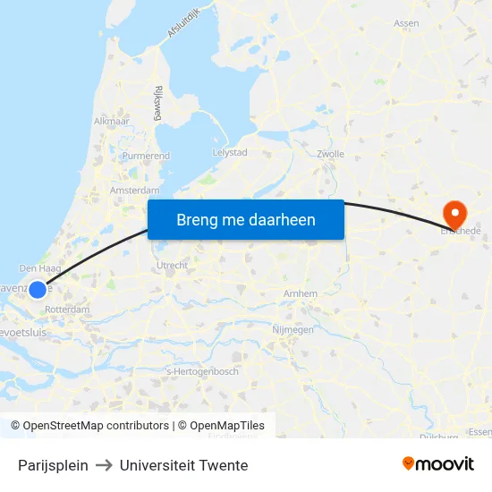 Parijsplein to Universiteit Twente map