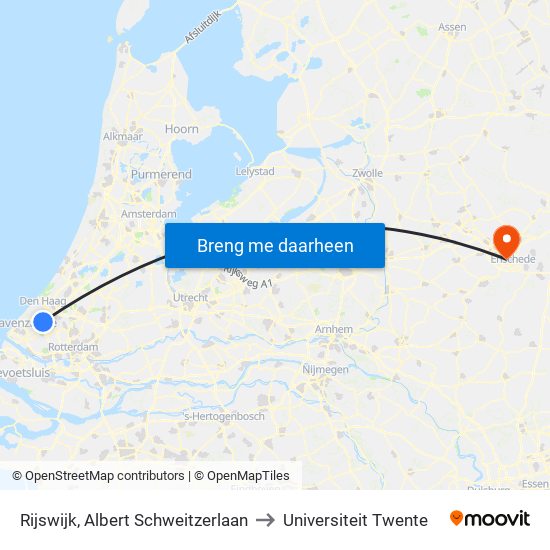 Rijswijk, Albert Schweitzerlaan to Universiteit Twente map