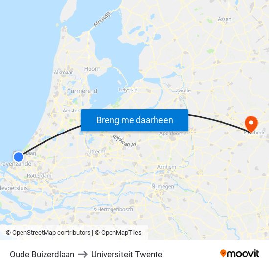 Oude Buizerdlaan to Universiteit Twente map