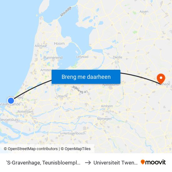 'S-Gravenhage, Teunisbloemplein to Universiteit Twente map