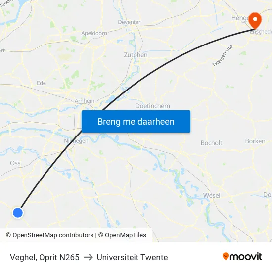 Veghel, Oprit N265 to Universiteit Twente map