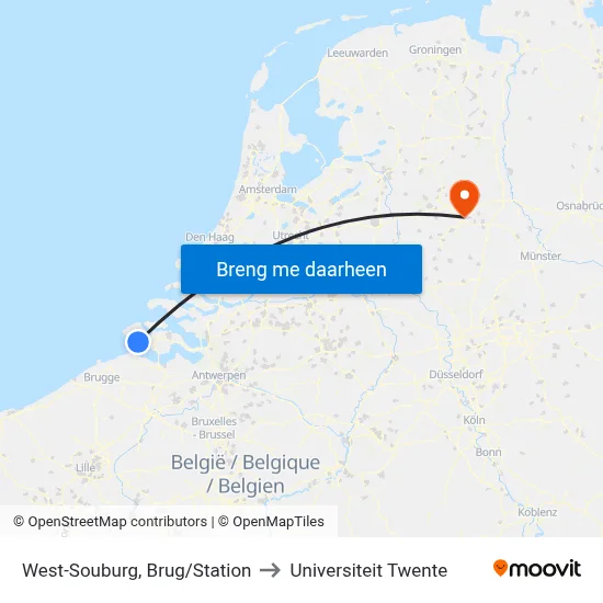 West-Souburg, Brug/Station to Universiteit Twente map