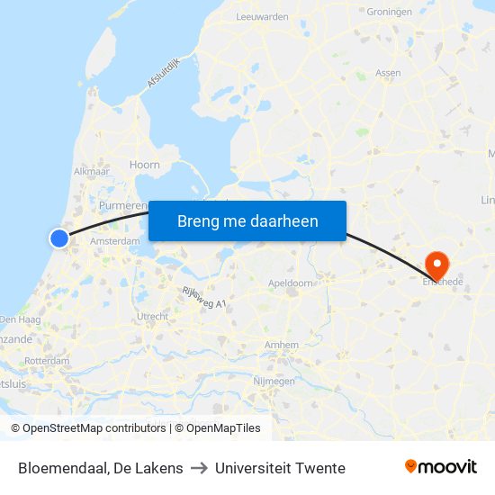 Bloemendaal, De Lakens to Universiteit Twente map