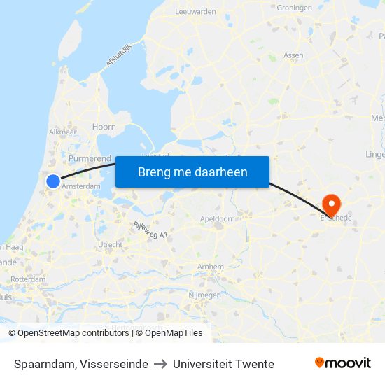Spaarndam, Visserseinde to Universiteit Twente map