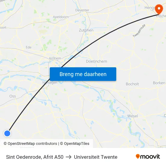 Sint Oedenrode, Afrit A50 to Universiteit Twente map