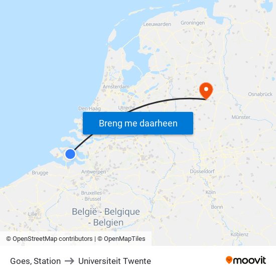 Goes, Station to Universiteit Twente map