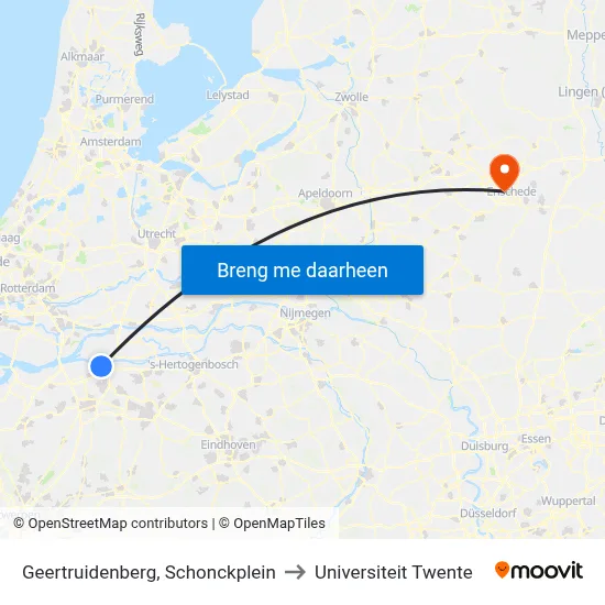 Geertruidenberg, Schonckplein to Universiteit Twente map