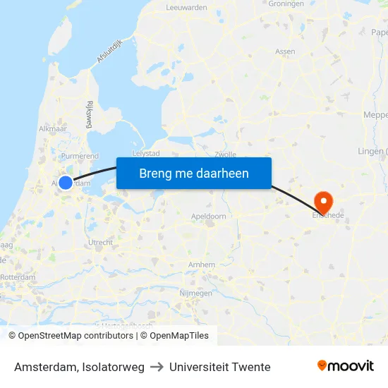 Amsterdam, Isolatorweg to Universiteit Twente map