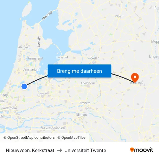 Nieuwveen, Kerkstraat to Universiteit Twente map