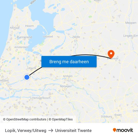 Lopik, Verwey/Uitweg to Universiteit Twente map