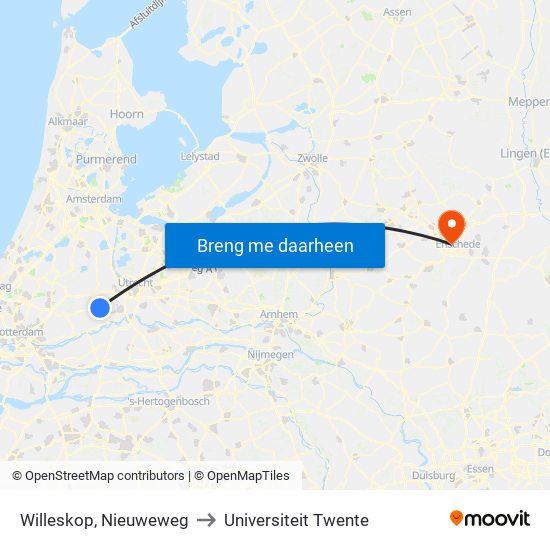 Willeskop, Nieuweweg to Universiteit Twente map