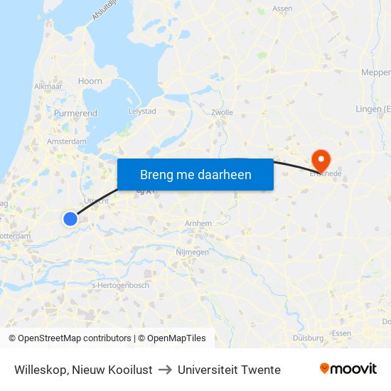 Willeskop, Nieuw Kooilust to Universiteit Twente map